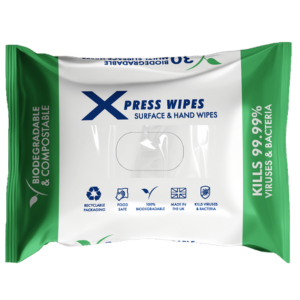 Xpress Biodegradable Surface & Hand Cleaning Wipes – Plant-Based Anti-Bacterial Wipes (30 Pack)