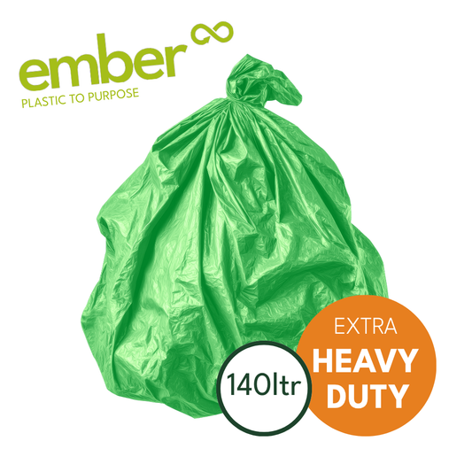 Ember 140ltr Recycled Extra Heavy-Duty Green Refuse Sack 18kg (100 bags)