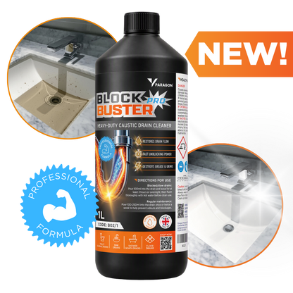 Block Buster Pro - Caustic Drain Cleaner & Unblocker