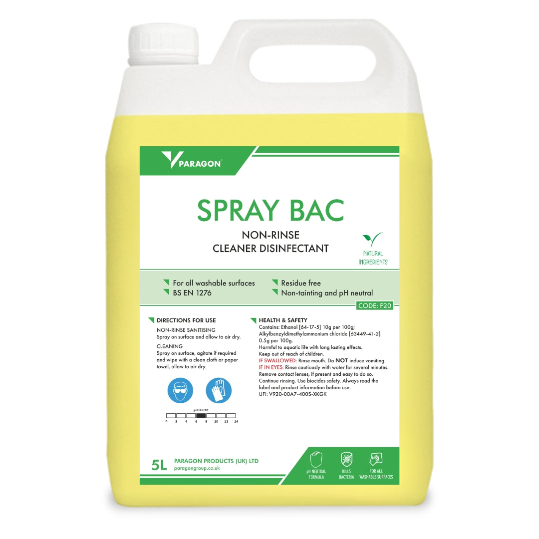 Spray Bac - Non-rinse, multi-surface cleaner & disinfectant (750ml and 5L options available)
