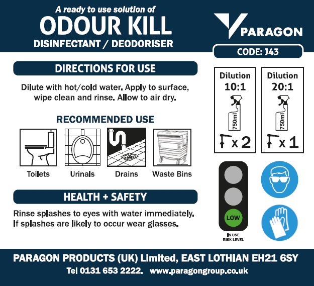 Label for Odour Kill 750ml