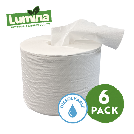 Lumina Super Dissolvable Centrefeed Tissue – Flushable Washroom Paper Rolls (6 Pack)