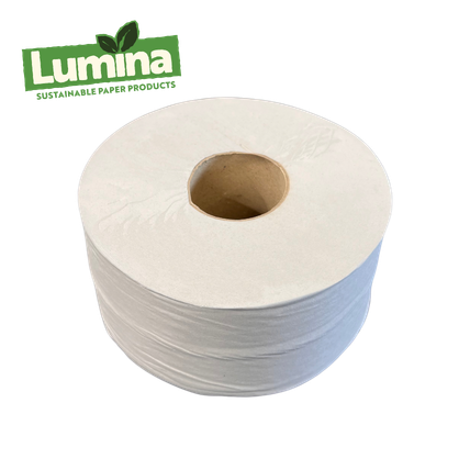 Lumina Super Dissolvable Mini Jumbo Toilet Tissue – Flushable Washroom Rolls (12 Pack)