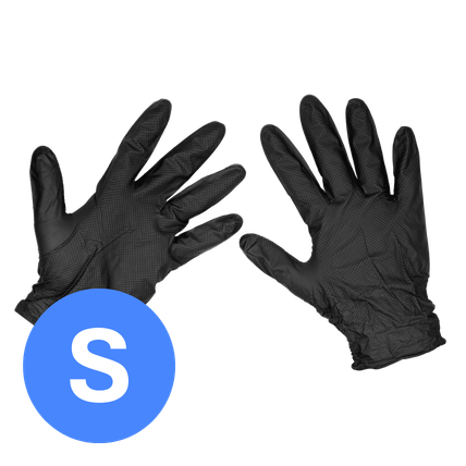 Diamond Grip, 8g Black Nitrile Powder Free Gloves (100) - SMALL