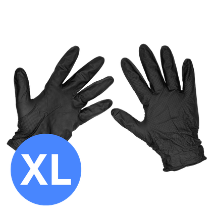 Diamond Grip, 8g Black Nitrile Powder Free Gloves (100) - XL