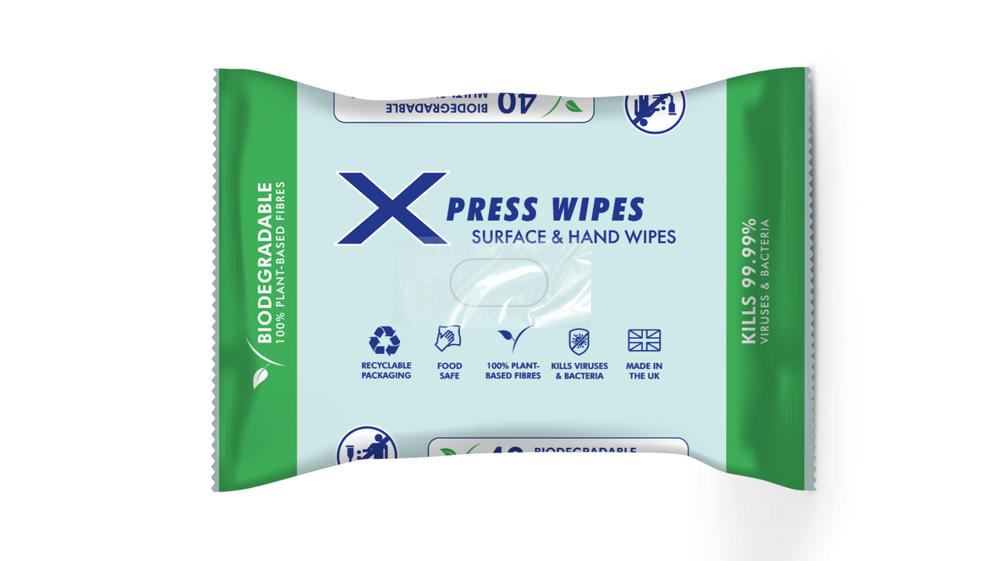 Xpress Wipes - Biodegradable hand and surface sanitising wipes
